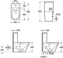 Ambassador Унитаз компакт Ritz безободковый белый с сиденьем микролифт – фотография-13